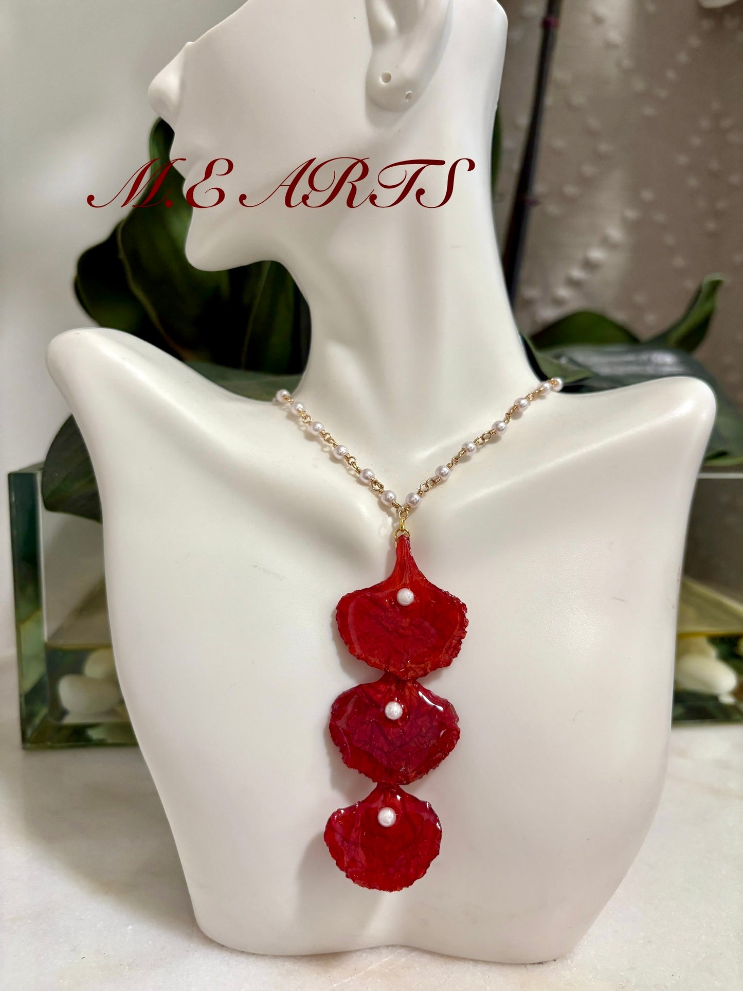 Flamboyant Flower Red Necklace