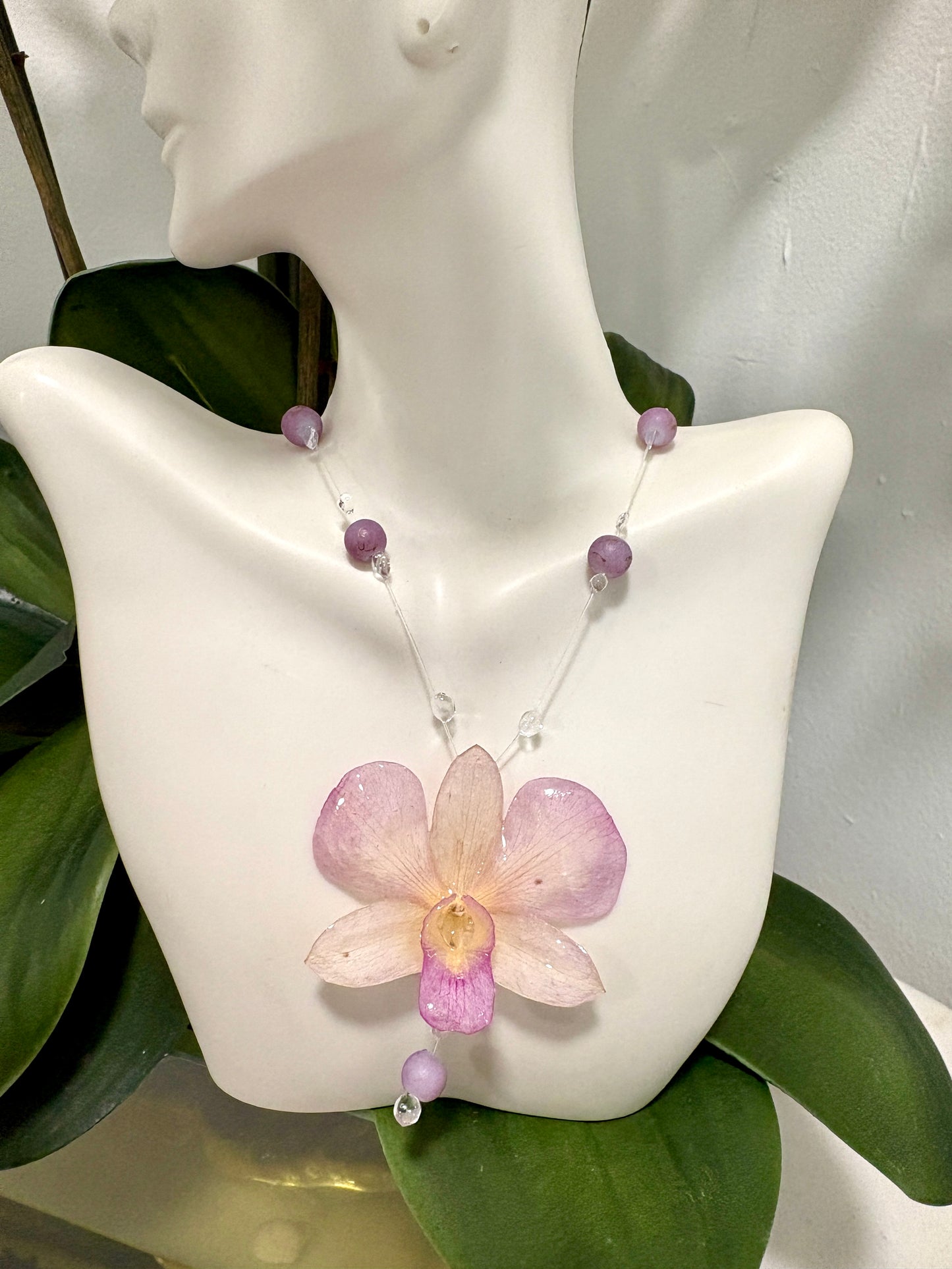 Crystal Violet Orchid Necklace