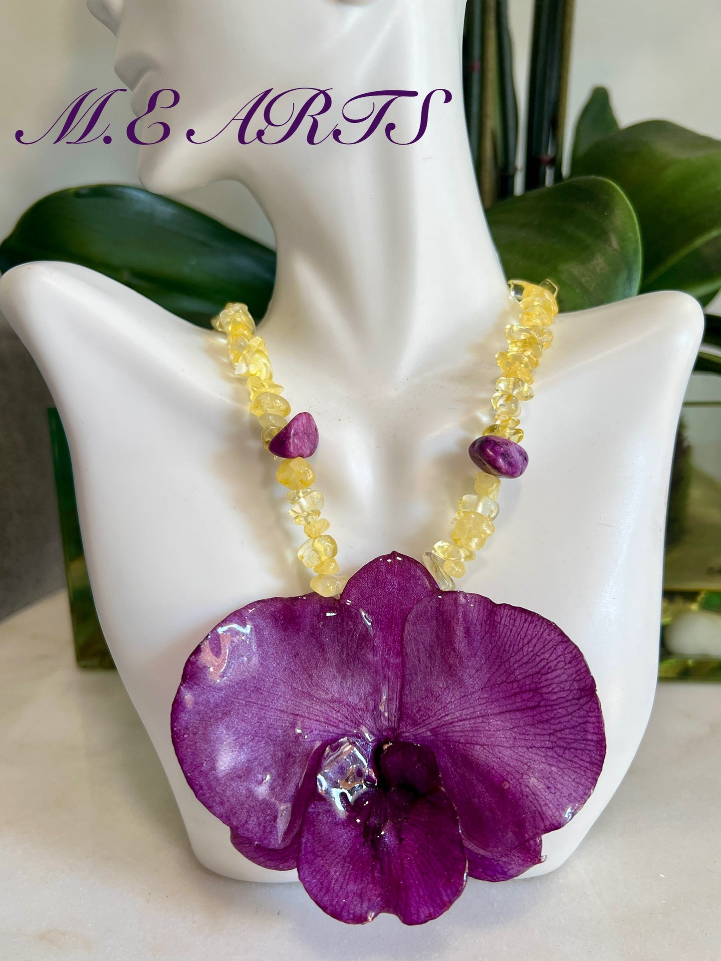 Violet Orchid & Citrine Stone