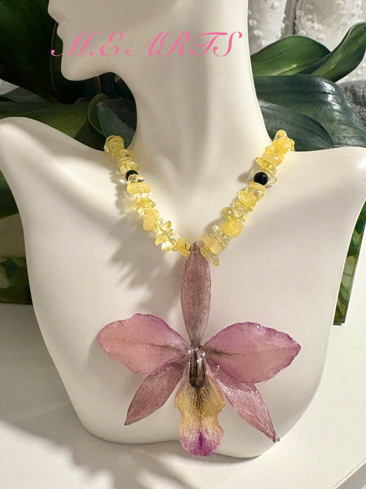 Pink Orchid & Citrine Stone