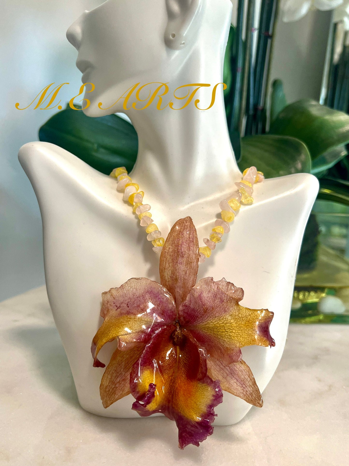 Spring Orchid & Yellow Necklace