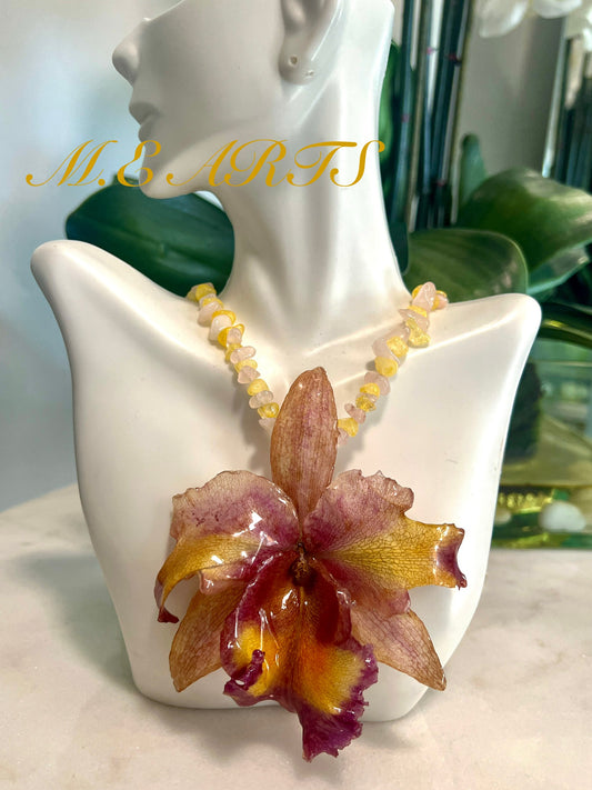 Spring Orchid & Yellow Necklace