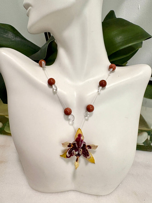 Crystal orchid aventurine stones Necklace