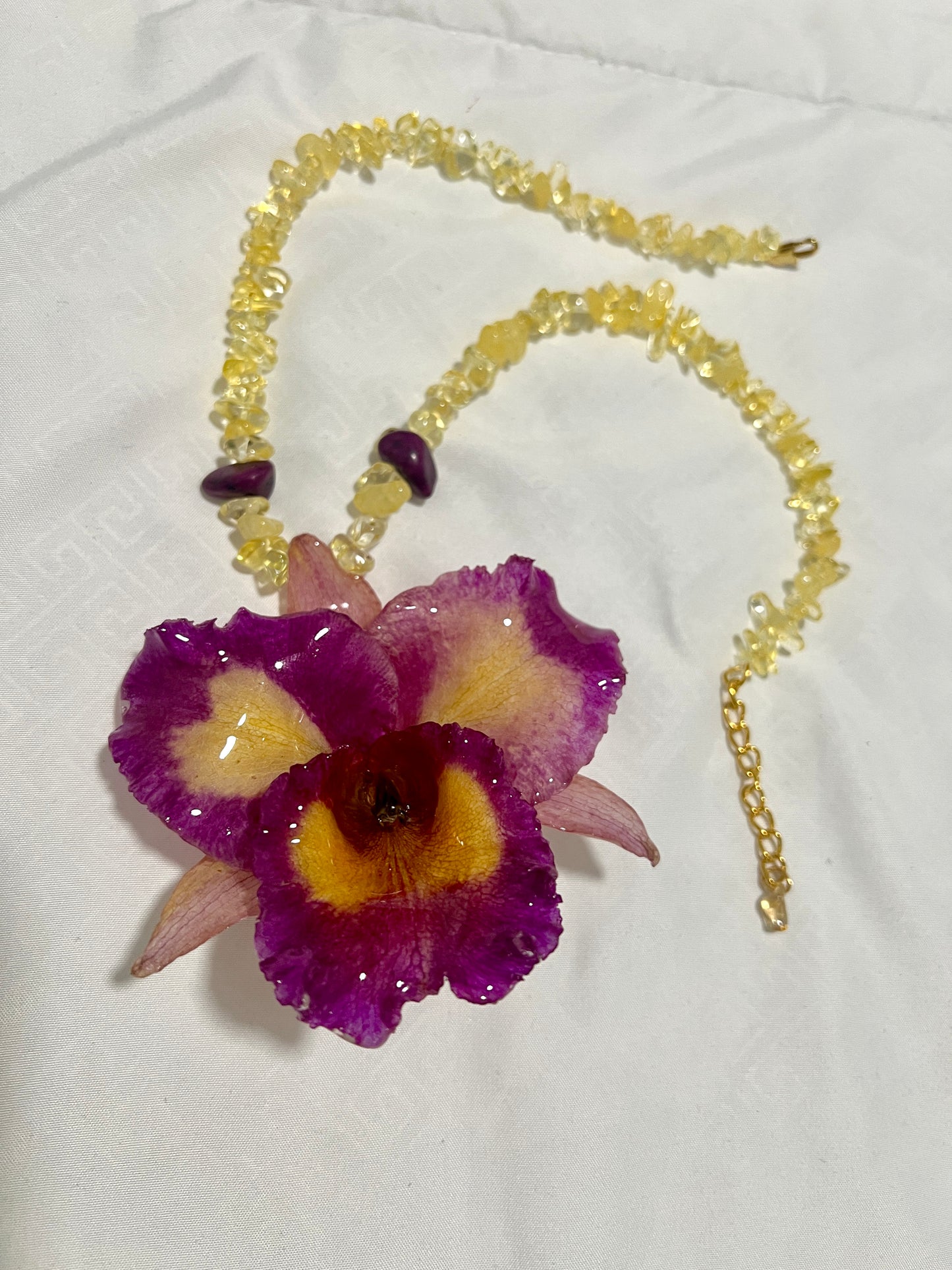 Spring Orchid & Citrine Stones Necklace