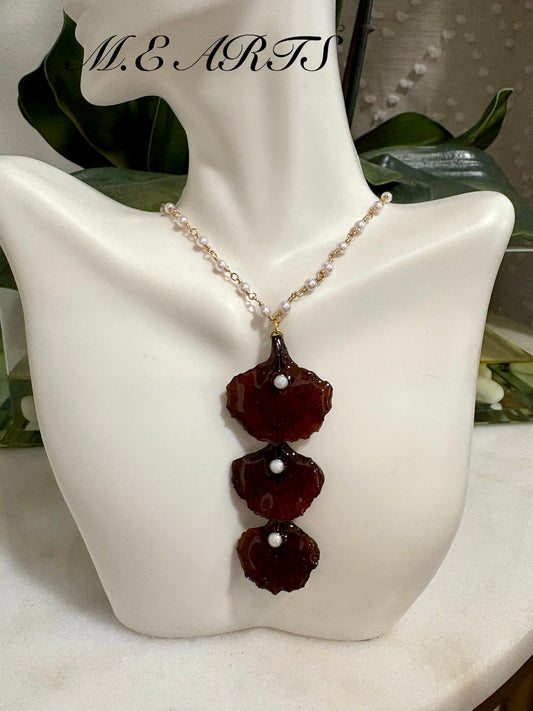 Flamboyant Flower Brown Necklace