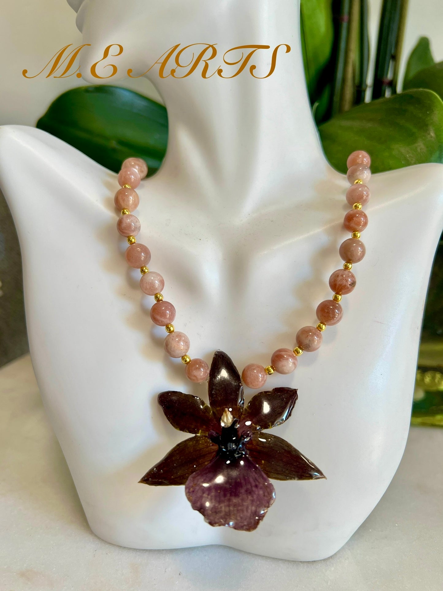 Exotic Orchid & Crystal Necklace