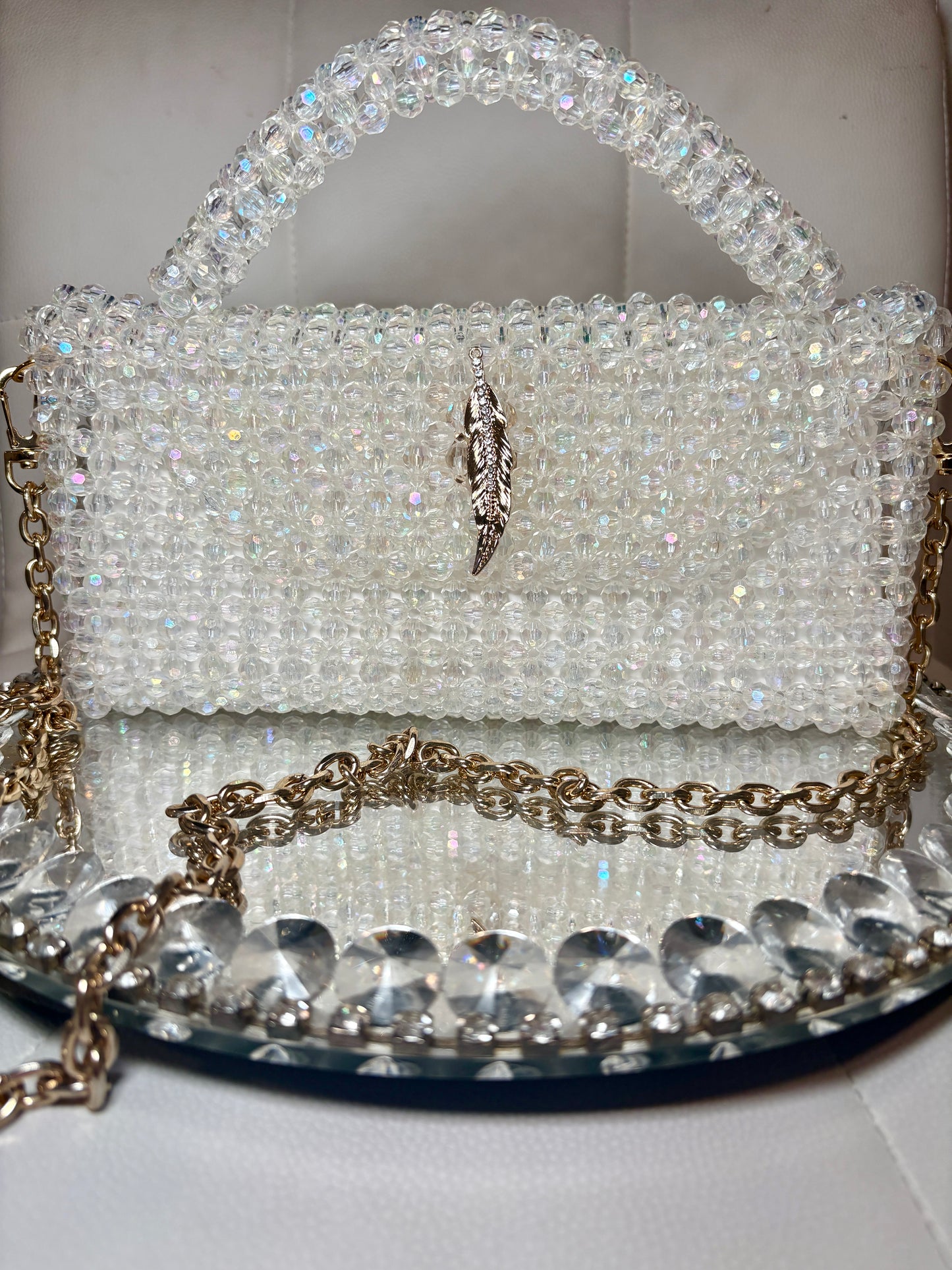 Luxury bag made with transparent beads