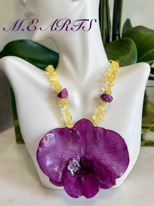 Violet Orchid & Citrine Stone