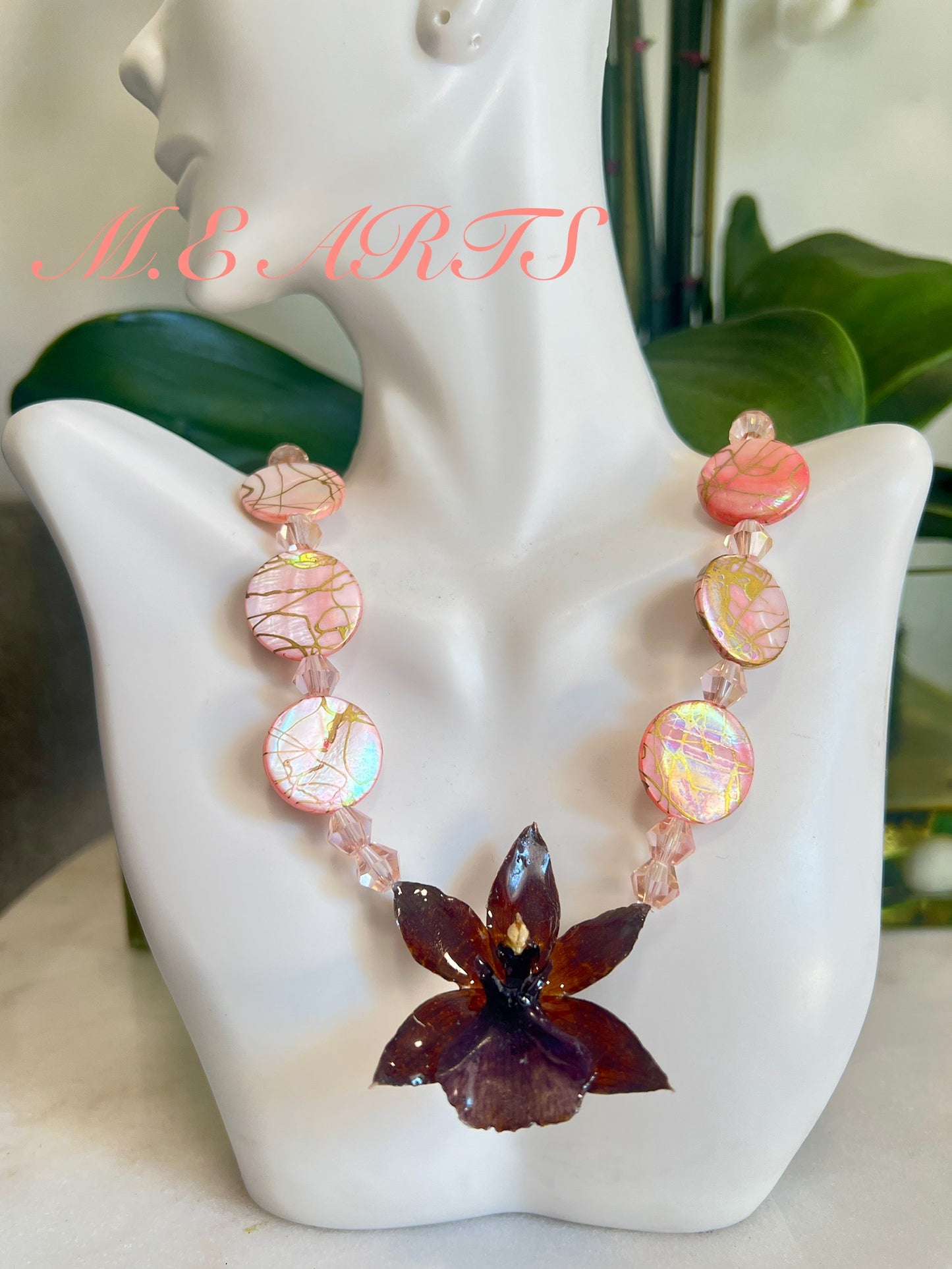 Exotic Brown Orchid Necklace